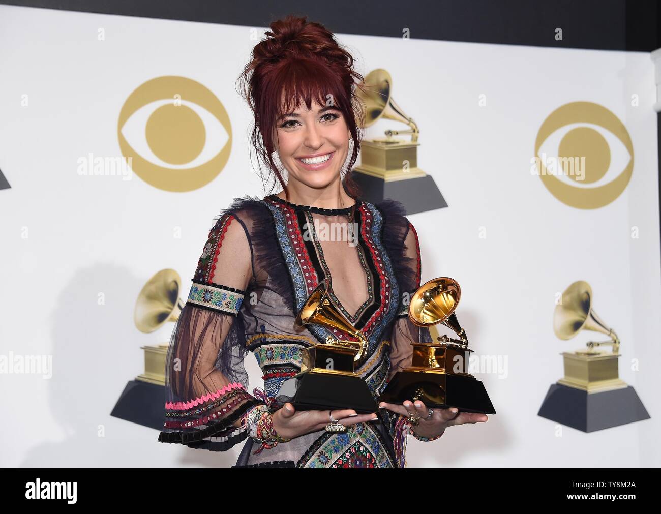 Lauren Daigle appears backstage with her awards for Best Contemporary(05)