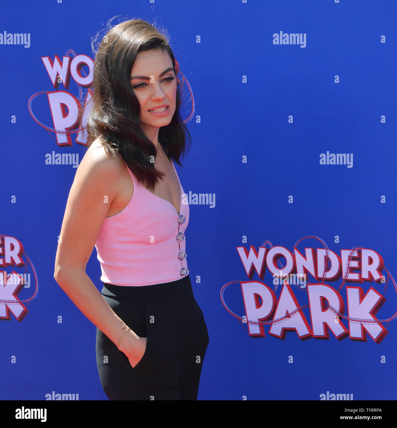 Cast member Mila Kunis, the voice of Greta in the animated motion picture  comedy "Wonder Park" attends the premiere of the film at the Regency Bruin  Theatre in the Westwood section of