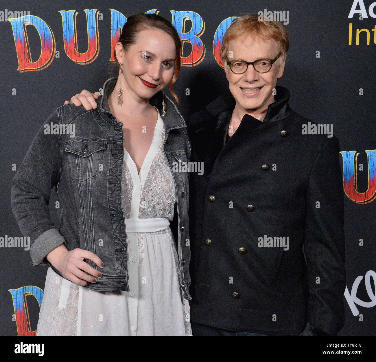 American composer and songwriter Danny Elfman and his wife Mali Elfman attend the premiere of the motion picture fantasy "Dumbo" at the Ray Dolby Ballroom, Loews Hollywood Hotel in the Hollywood section of Los Angeles on March 11, 2019. Storyline: A young elephant, whose oversized ears enable him to fly, helps save a struggling circus, but when the circus plans a new venture, Dumbo and his friends discover dark secrets beneath its shiny veneer.  Photo by Jim Ruymen/UPI Stock Photo