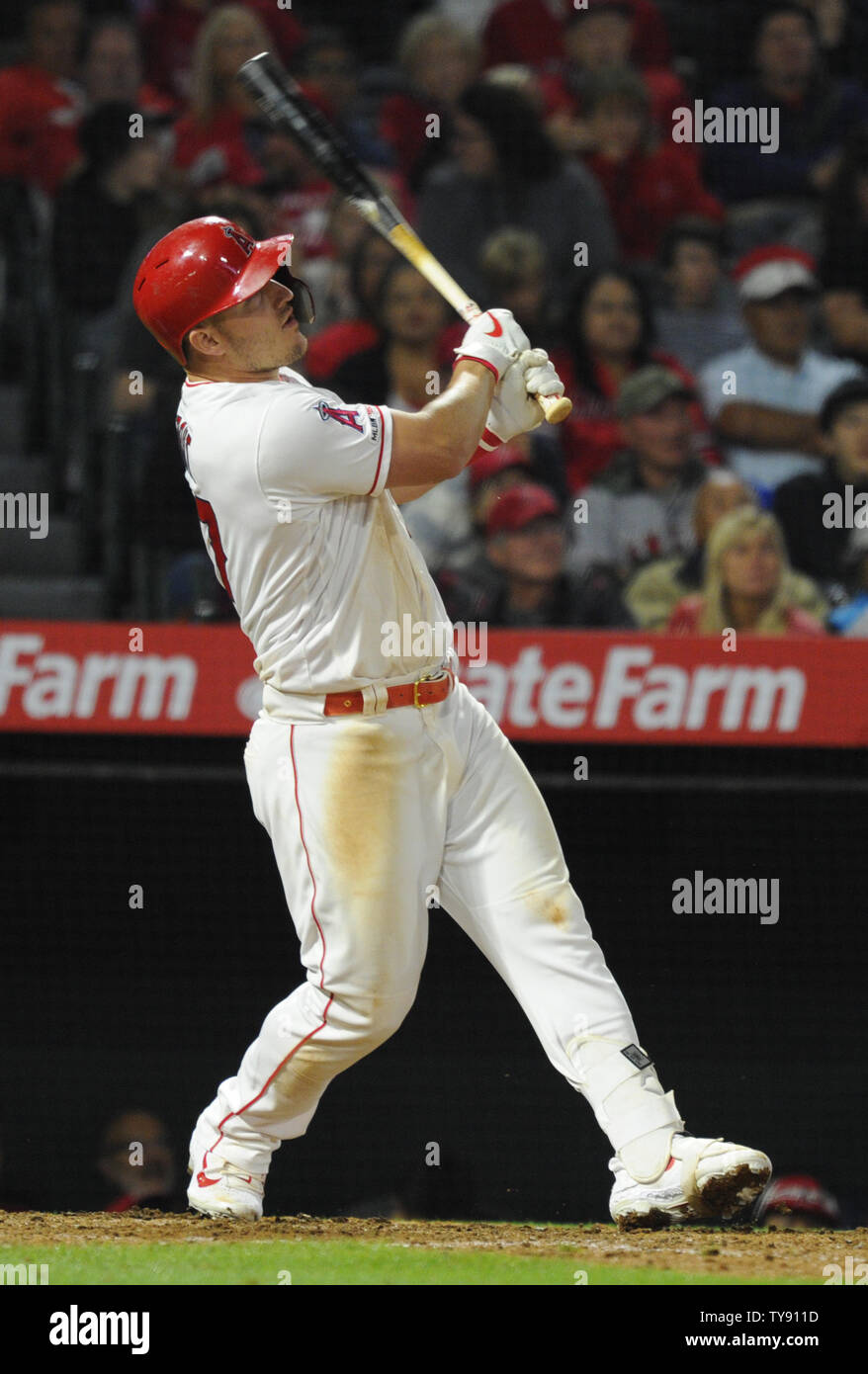Los Angeles Angels' Mike Trout hits a home run against the Toronto Blue