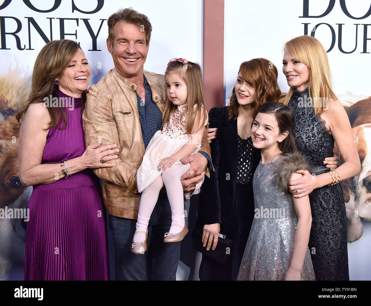 (L-) Director Gail Mancuso, Dennis Quaid, Emma Volk, Kathryn Prescott, Abby Ryder Fortson and Marg Helgenberger attend the premiere of 'A Dog's Journey' at the ArcLight Hollywood in Los Angeles, California on May 9, 2019. Photo by Chris Chew/UPI Stock Photo