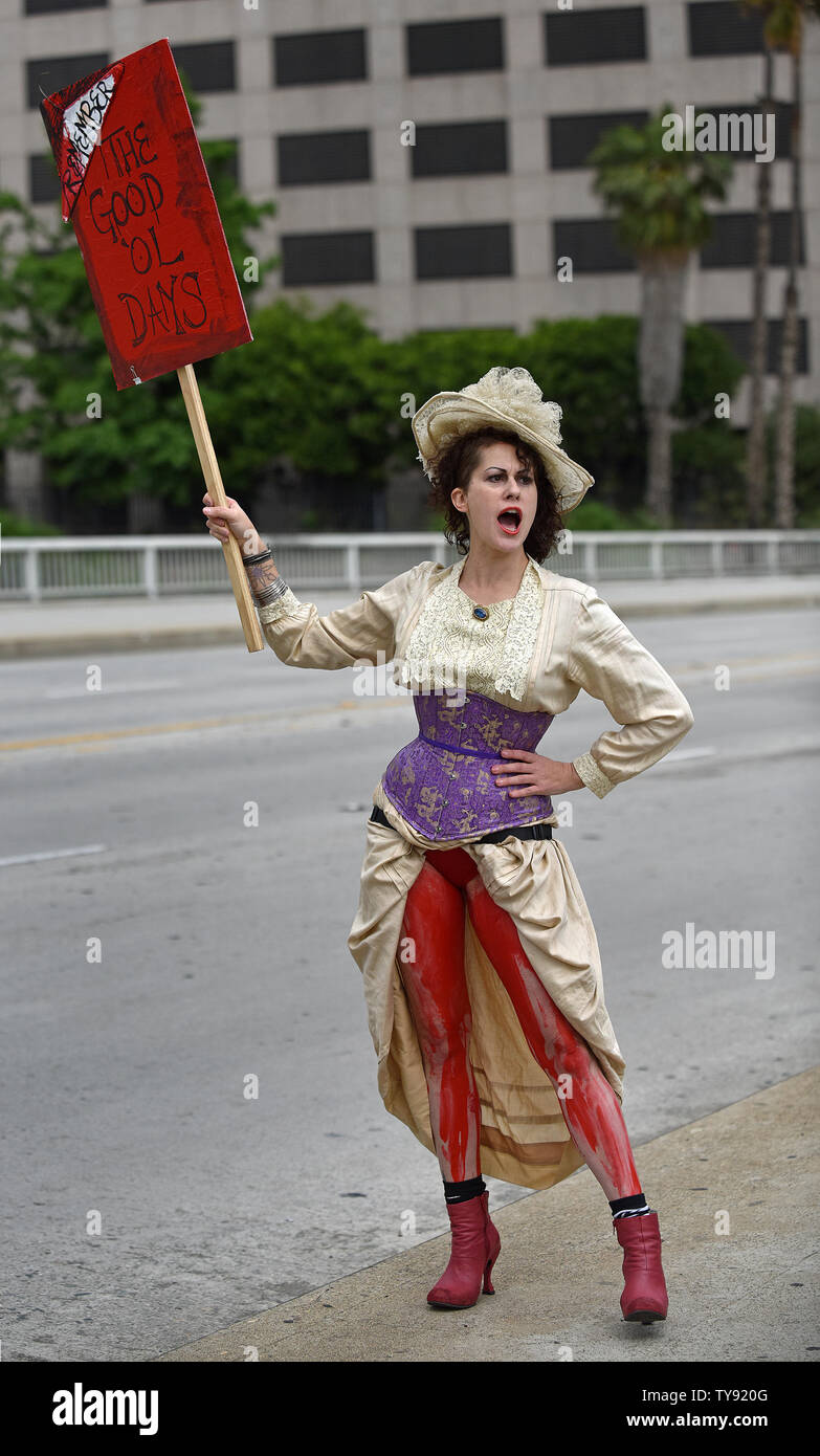 An abortion rights advocate waves her sign at a Stop Abortion Bans rally organized by NARAL Pro-Choice California in Los Angeles, California on May 21, 2019. Photo by Chris Chew/UPI Stock Photo