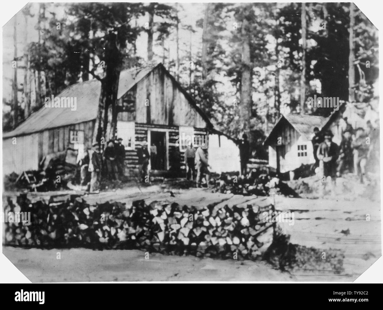 Metlakahtlans In Front Of Log Cabins And Housing Constructed For
