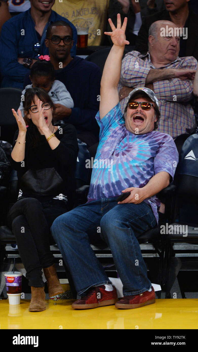 Jack Black and Son at LA Lakers Game March 2017