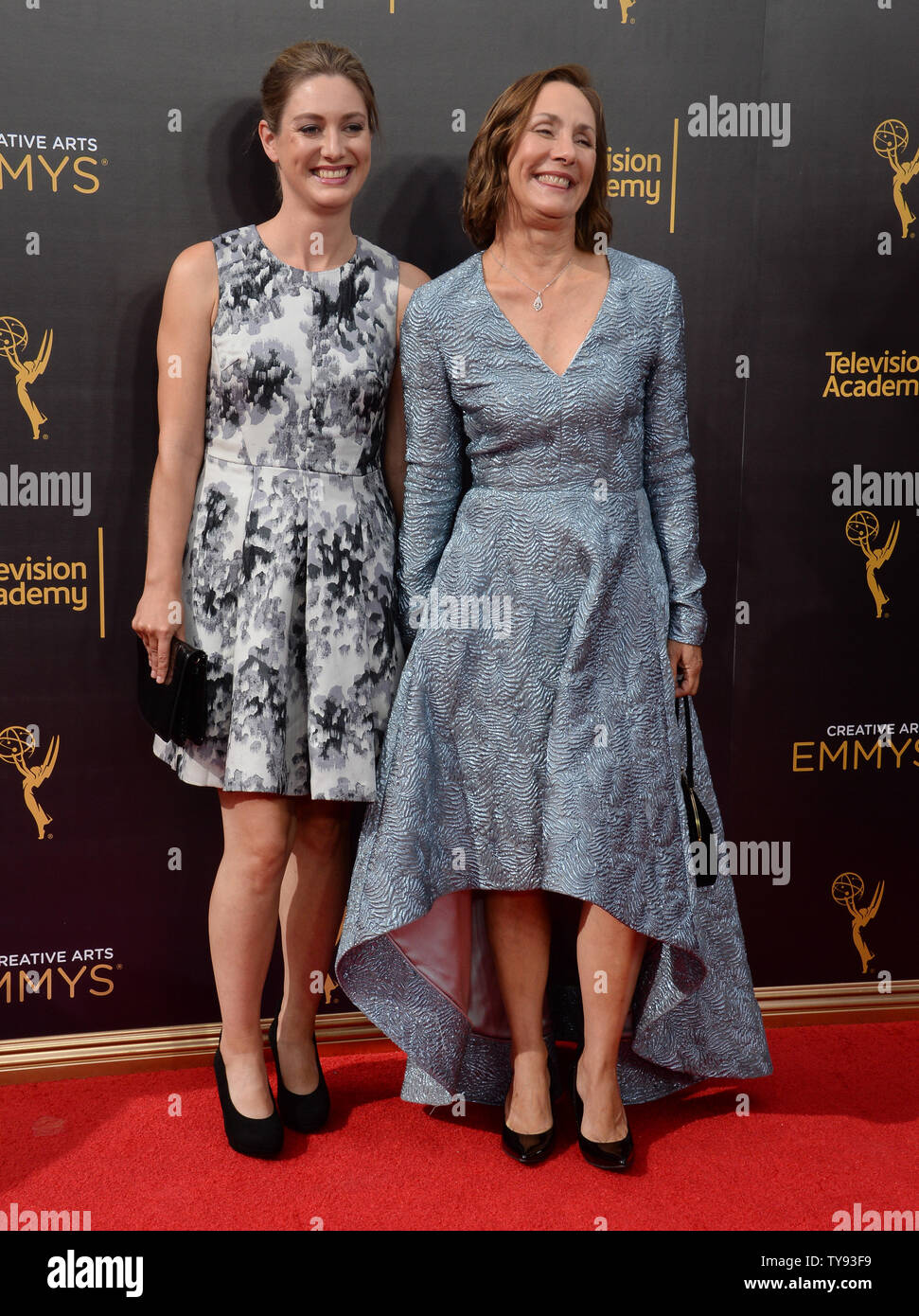Actresses Zoe Perry and Laurie Metcalf attend the Creative Arts Emmy Awards at Microsoft Theater in Los Angeles on September 10, 2016.  Photo by Jim Ruymen/UPI Stock Photo