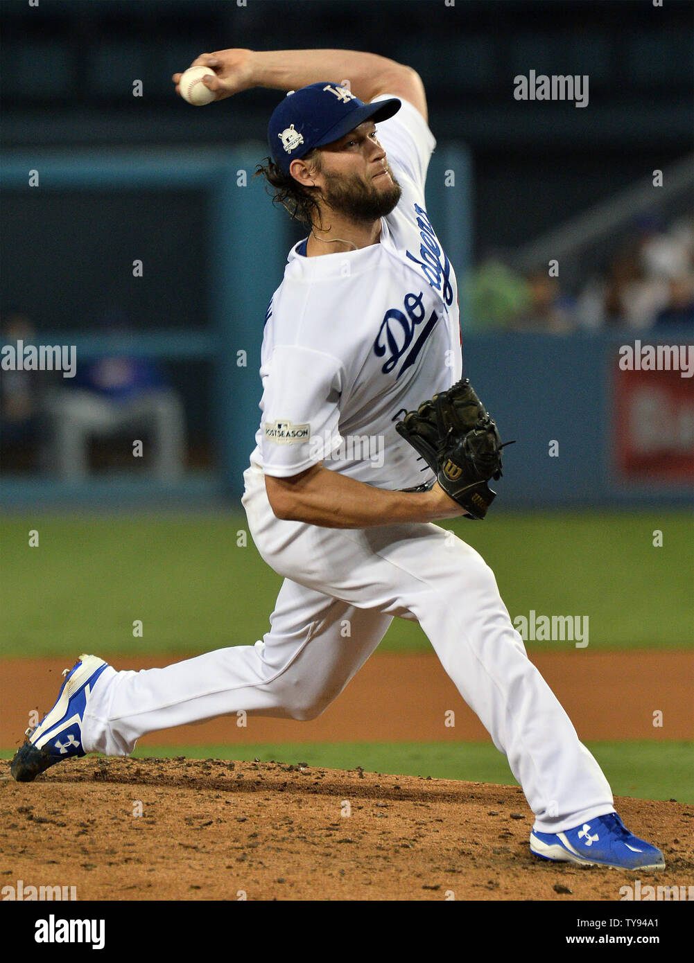 Los Angeles Dodgers pitcher Clayton Kershaw pitches in the fifth inning
