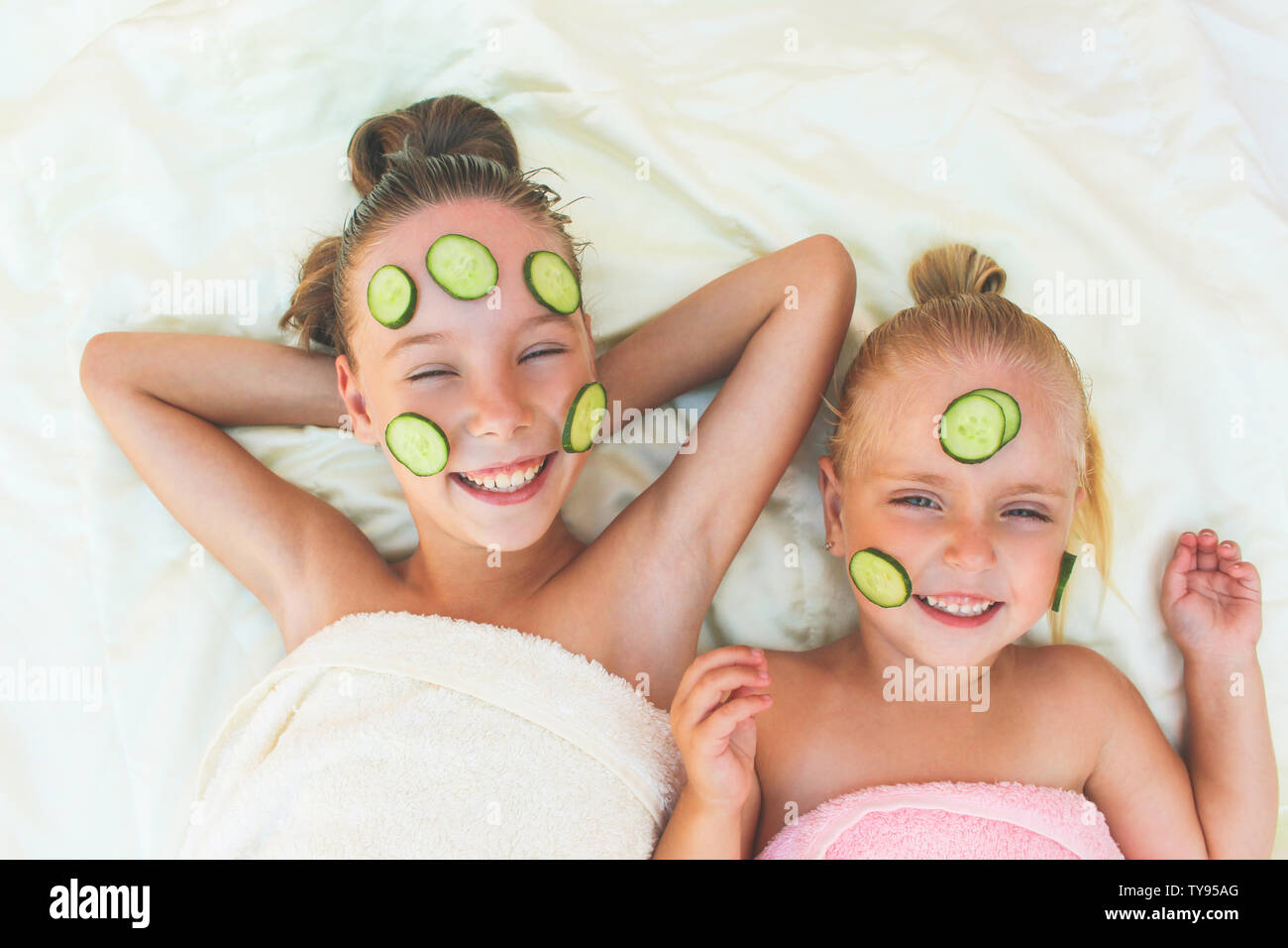 Download Beautiful Girl With Facial Mask Of Cucumber Toned Image Top View Stock Photo Alamy PSD Mockup Templates