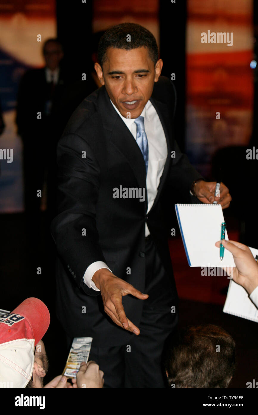 Obama 2008. Sign Barack Obama greets the public and signs autographs at the Democratic ...