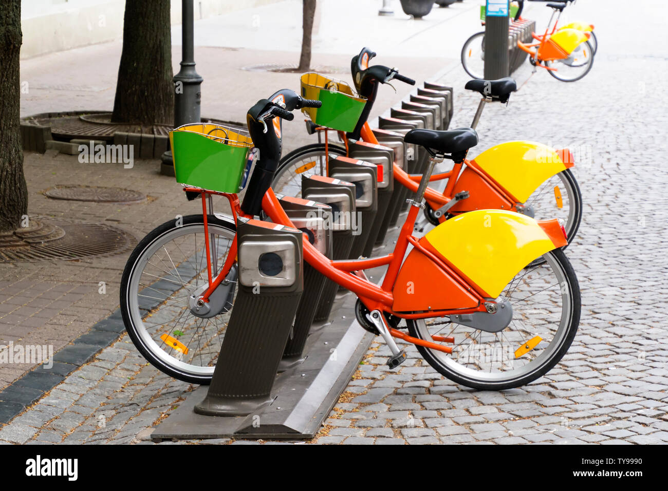 Electric Bicycle Rental Stock Photos & Electric Bicycle Rental Stock