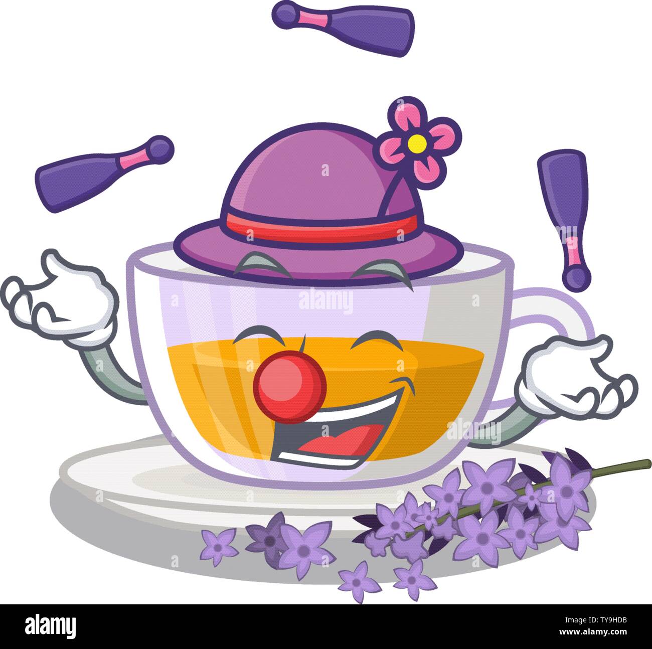 Juggling levender tea is poured cartoon bottle Stock Vector Image & Art ...