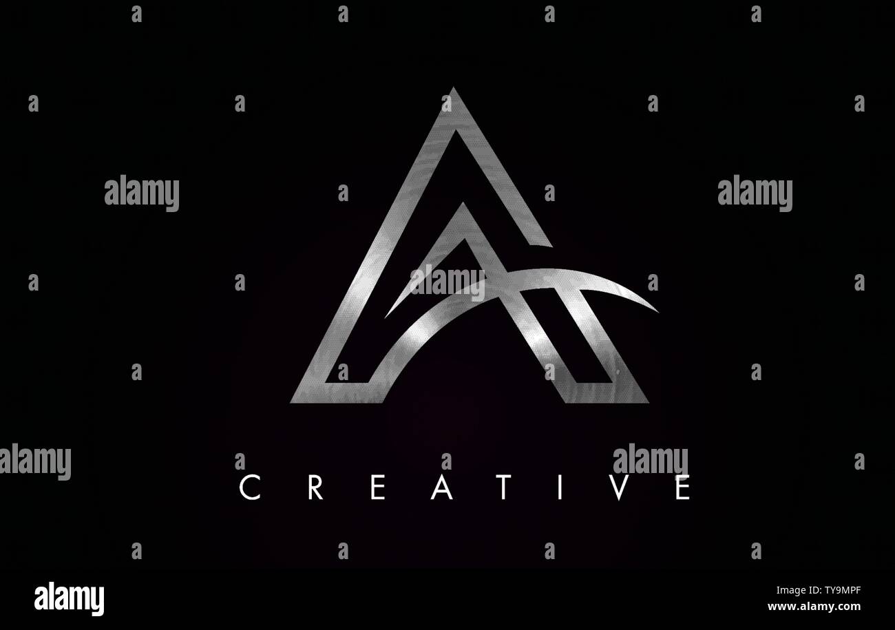 Silver Metal A Letter Design Logo. Letter A Icon Logo with Modern ...
