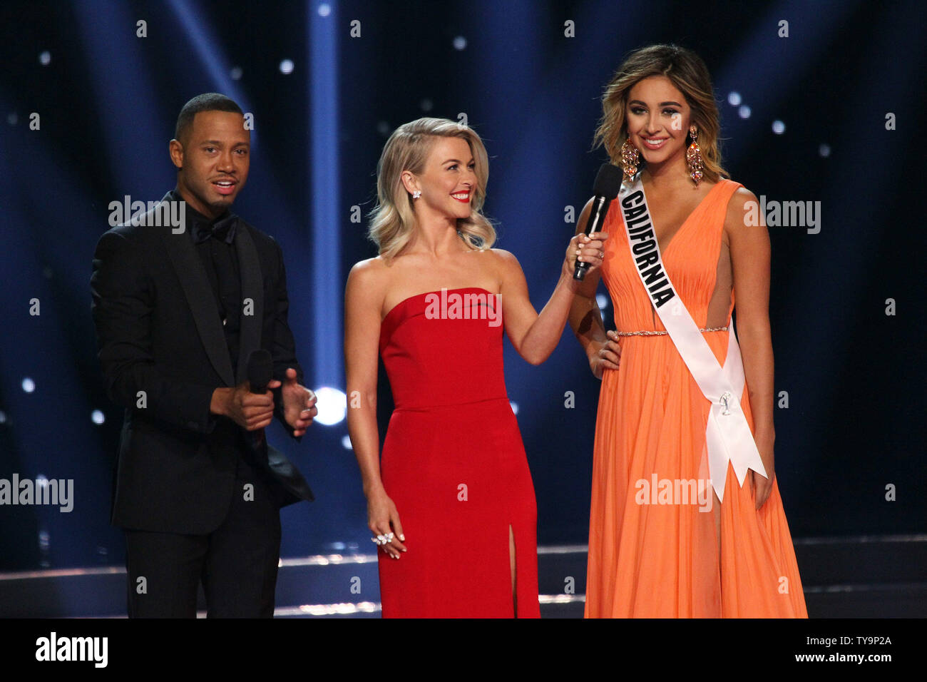 Terrence J And Julianne Hough Interview Miss California Usa Nadia Mejia Onstage During The Miss 5354