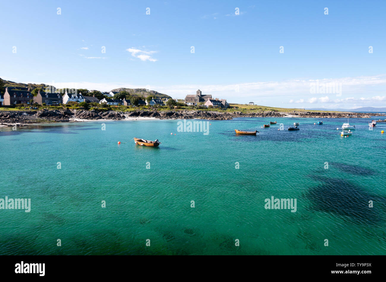 Clear blue water in the Isle of Iona in Scotland Stock Photo