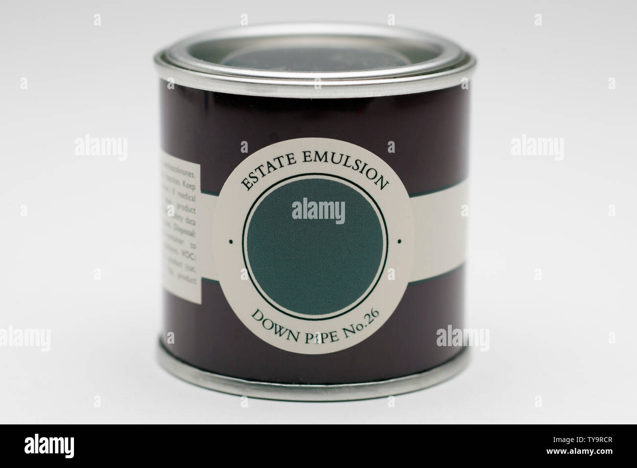 Farrow and Ball can of estate emulsion Down Pipe no 26 test pot Stock Photo