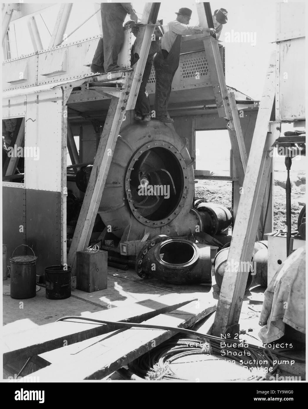 No. 291 Yerba Buena Shoals Projects Assemblying Suction Pump for Protable Dredge Stock Photo