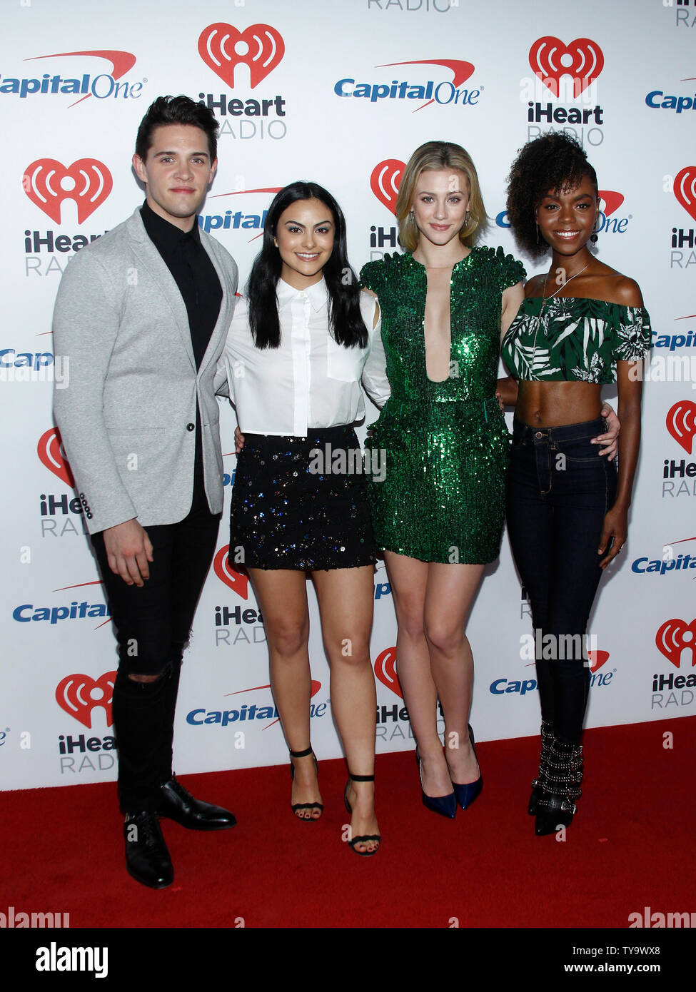Actors Casey Colt, Camila Mendes, Lili Reinhart and Ashleigh Murray of the CW TV show Riverdale attend the iHeartRadio Music Festival at T-Mobile Arena in Las Vegas, Nevada on September 23, 2017.  Photo by James Atoa/UPI Stock Photo