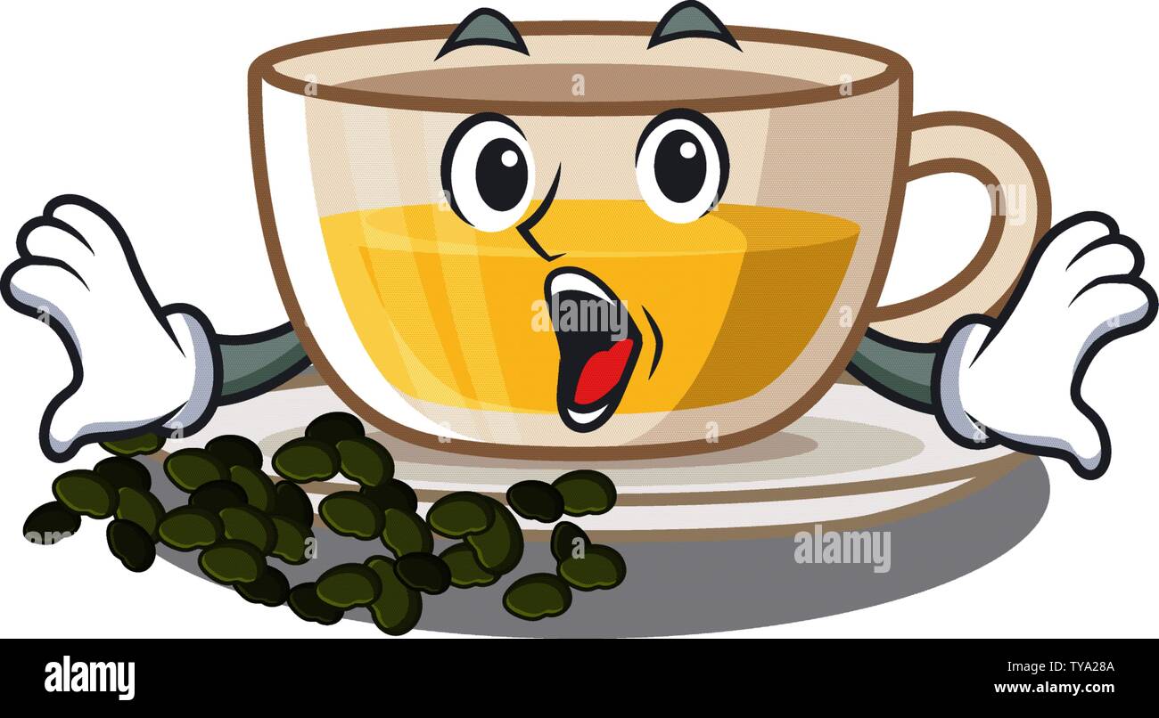 Surprised cup oolong tea in cartoon shape Stock Vector