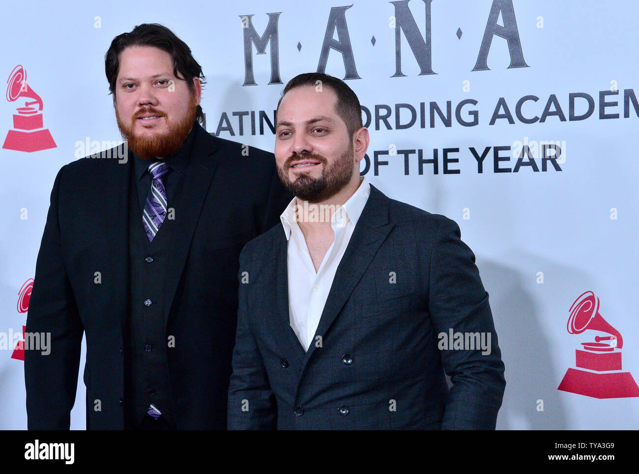 Miguel Gaxiola (L) and Gaxiola of Voz de Mando arrive at the