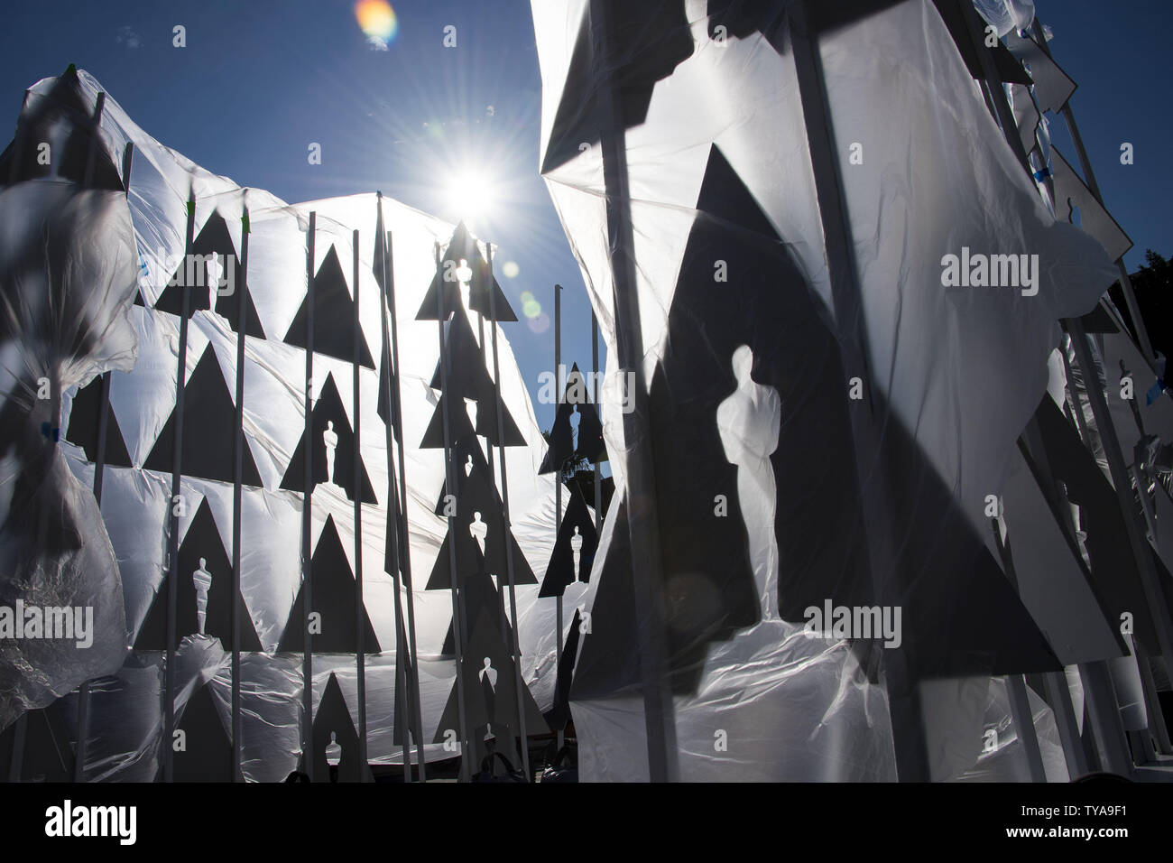 Oscar decorations are seen in a storage area as preparations are underway for the 89th annual Academy Awards in the Hollywood section of Los Angeles on February 24, 2017. The 2017 Academy Awards will take place this Sunday, February 25. Photo by Kevin Dietsch/UPI Stock Photo