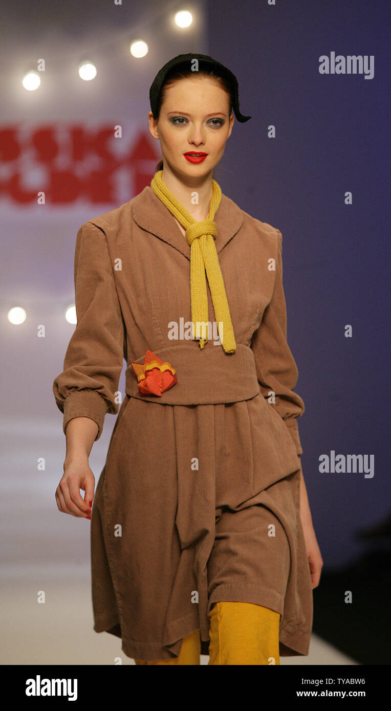 A model wearing Jessica Ogden's autumn/winter collection at London ...