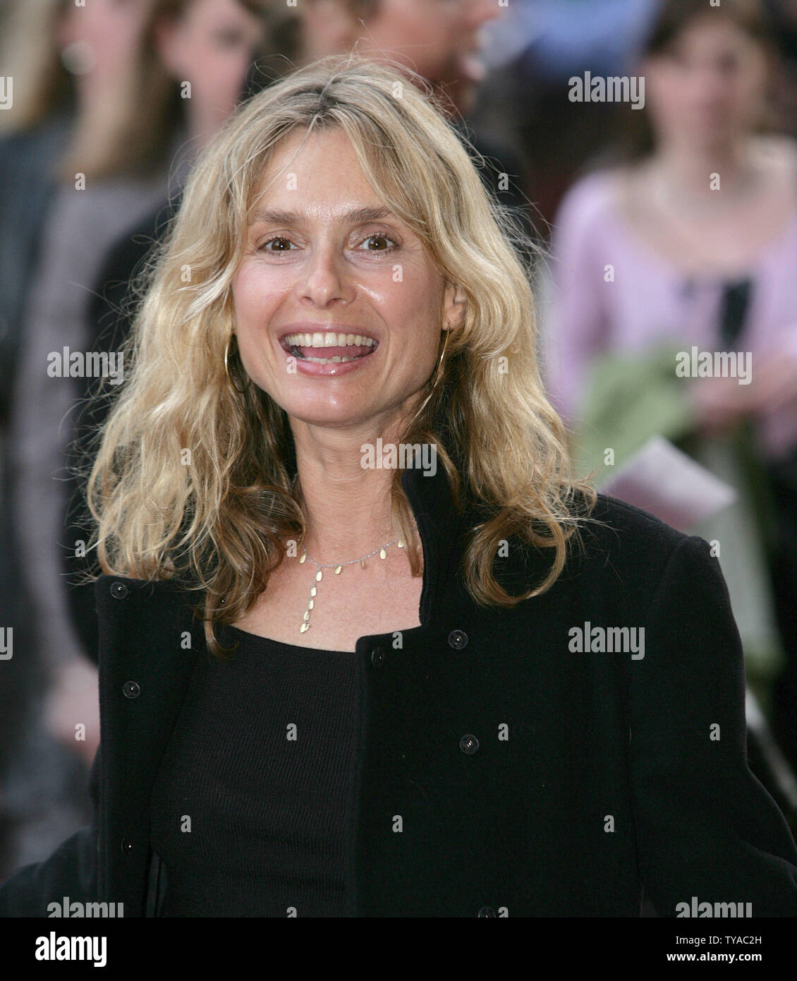 Actress Maryam D'Abo arrives at the British premiere of the film 'The Interpreter' in London on April 14,  2005.    (UPI Photo/Hugo Philpott) Stock Photo