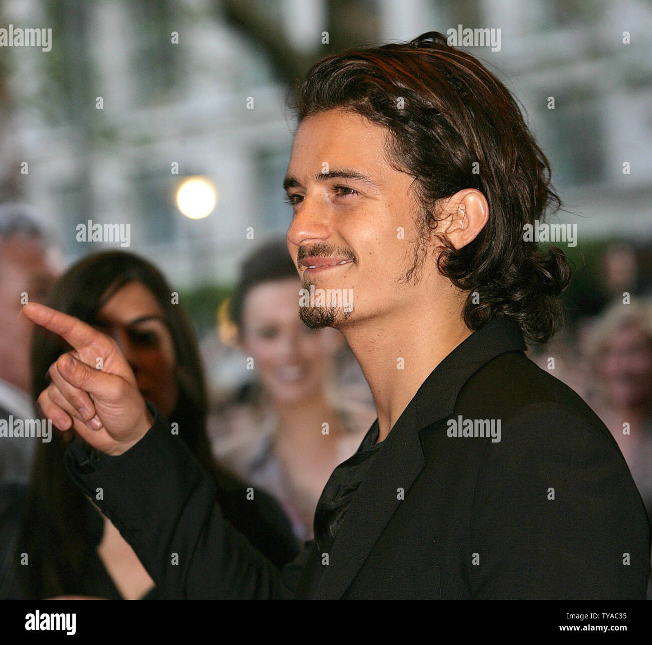British actor Orlando Bloom arrives at the premiere of his new film ...