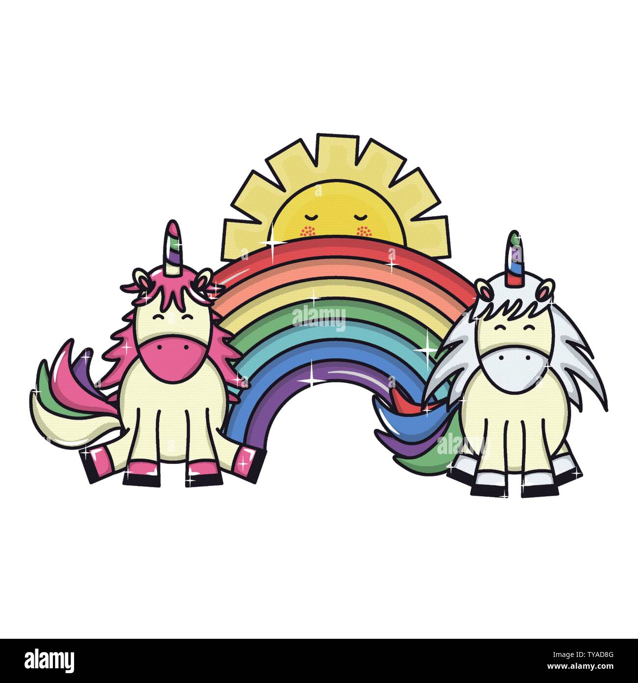cute adorable unicorns and rainbow vector illustration design Stock ...