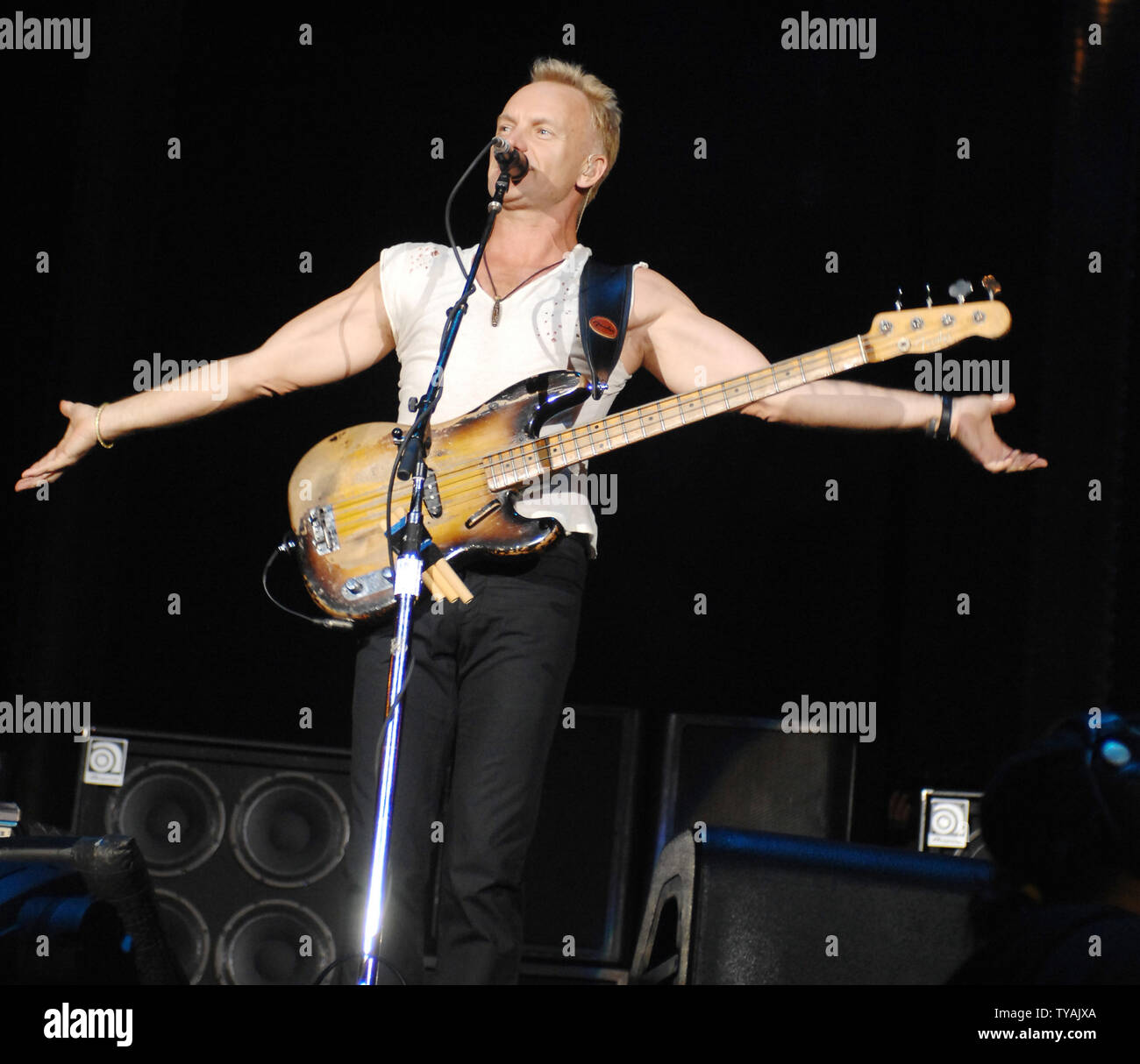 British singer/bassist Sting performs with