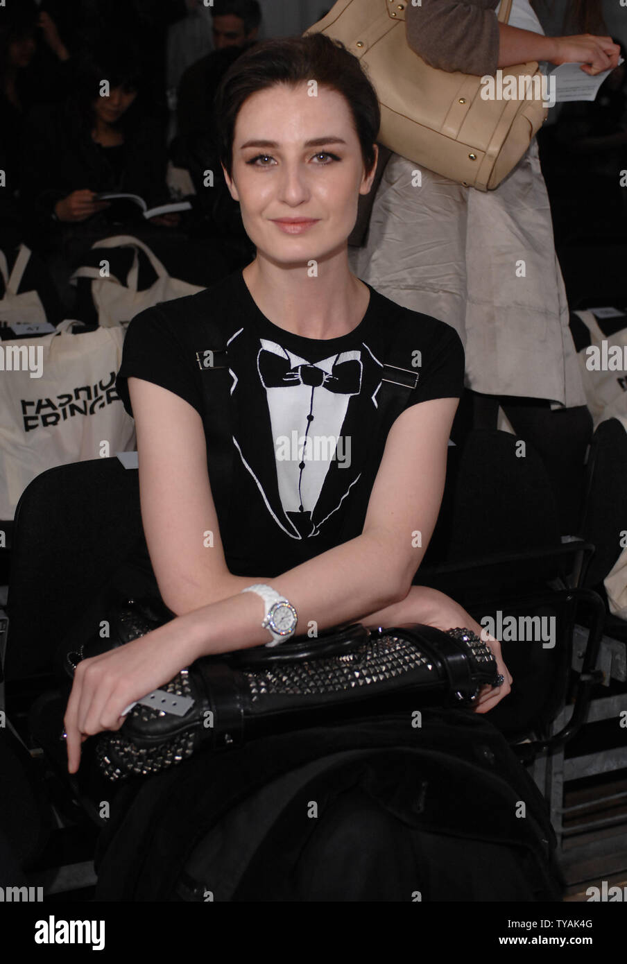 British model Erin O'Connor attends Fashion Fringe's Spring/Summer collection at London Fashion Week in London on September 20, 2007.  (UPI Photo/Rune Hellestad) Stock Photo