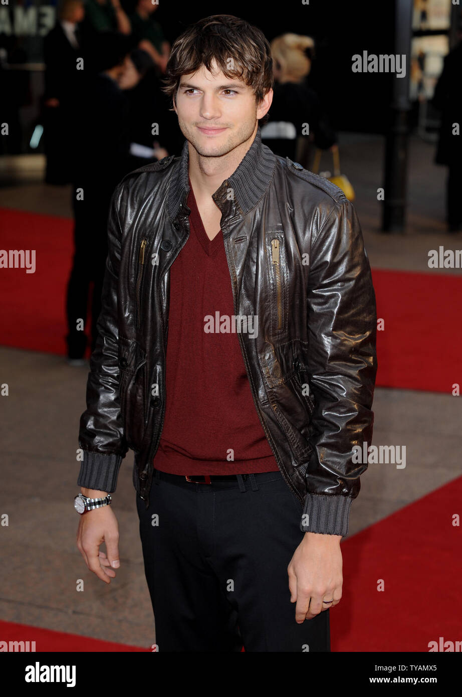 American actor Ashton Kutcher attends the premiere of 'What Happens In Vegas' at Odeon, Leicester Square in London on April 22, 2008.  (UPI Photo/Rune Hellestad) Stock Photo