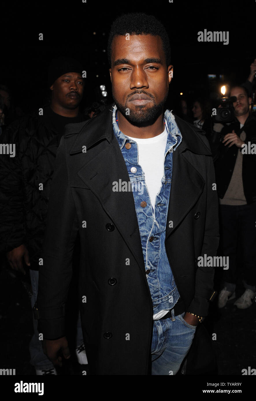 American singer Kanye West attends Vivienne Westwood's Autumn/Winter collection catwalk show at London Fashion Week in London on February 21, 2009.  (UPI Photo/Rune Hellestad) Stock Photo