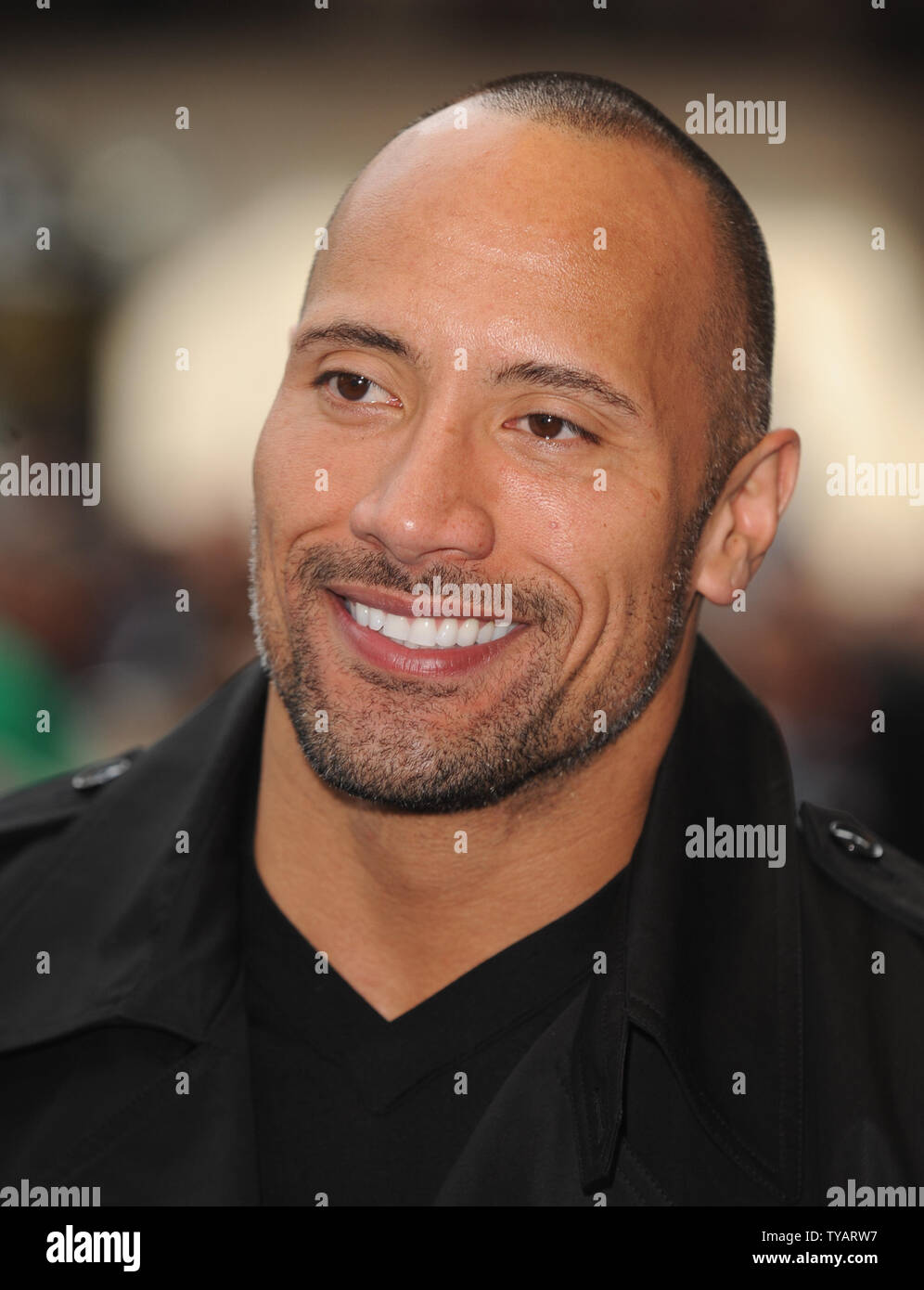 American actor Dwayne Johnson attends the premiere of 'Race To Witch Mountain' at Odeon West End, Leicester Square in London on April 5, 2009.  (UPI Photo/Rune Hellestad) Stock Photo