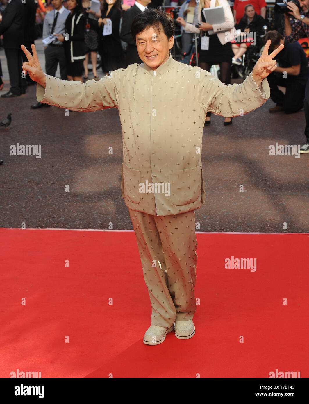 Hong Kong actor Jackie Chan attends the premiere of 'The Karate Kid' at Odeon, Leicester Square in London on July 15, 2010.     UPI/Rune Hellestad Stock Photo