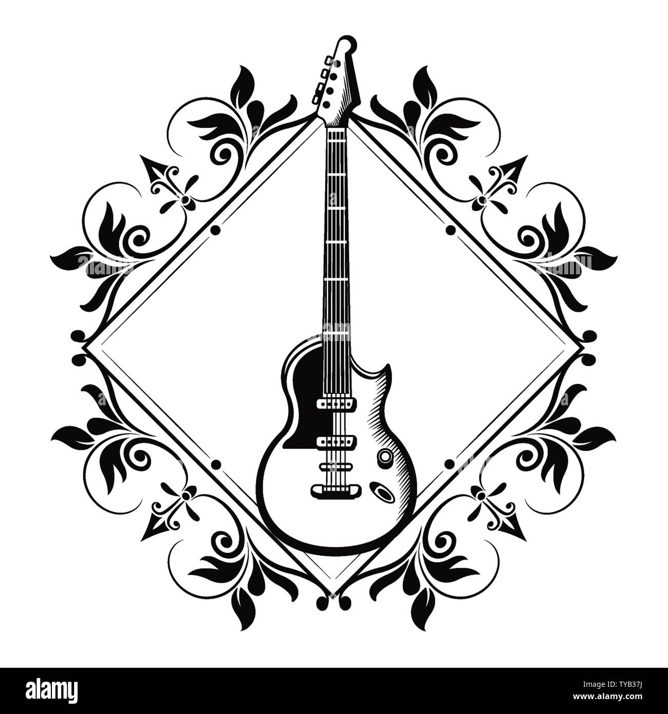 electric guitar drawn tattoo icon Stock Vector Image & Art - Alamy