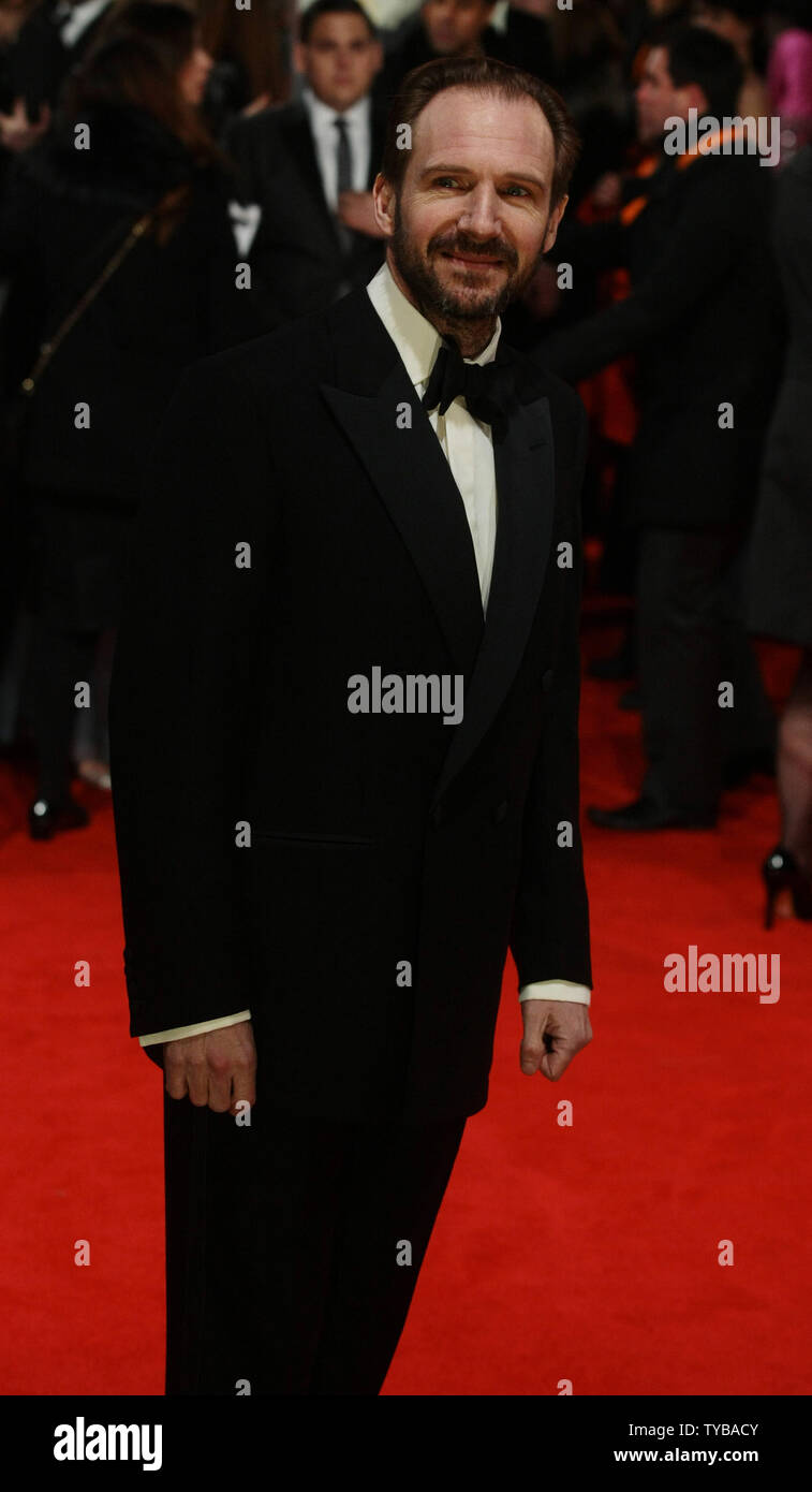 British actor Ralph Fiennes arrives for the Bafta awards in London on Sunday February 12 2012.     UPI/Hugo Philpott Stock Photo