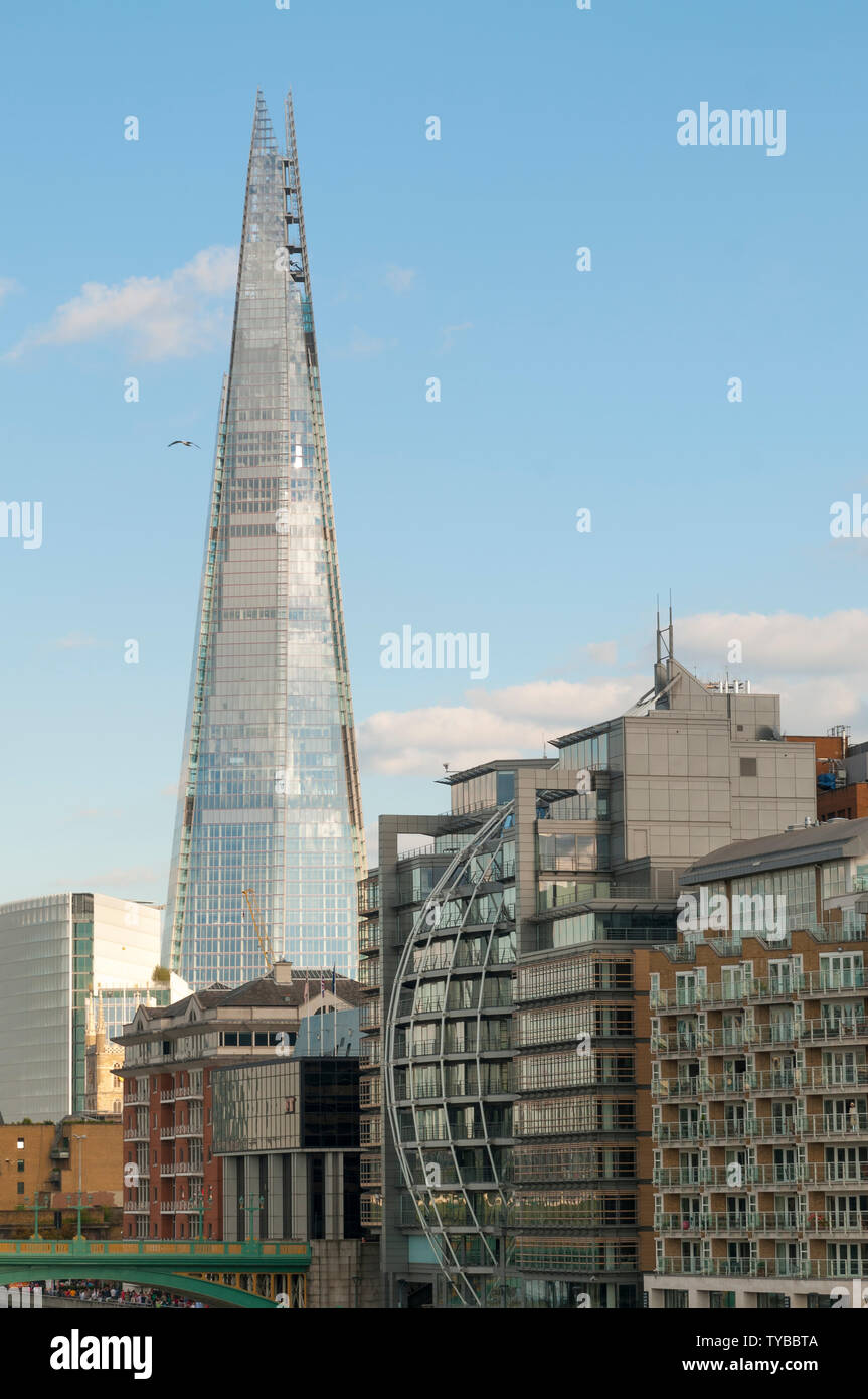 The tallest building in the United Kingdom, the Shard, photographed from an unusual perspective Stock Photo