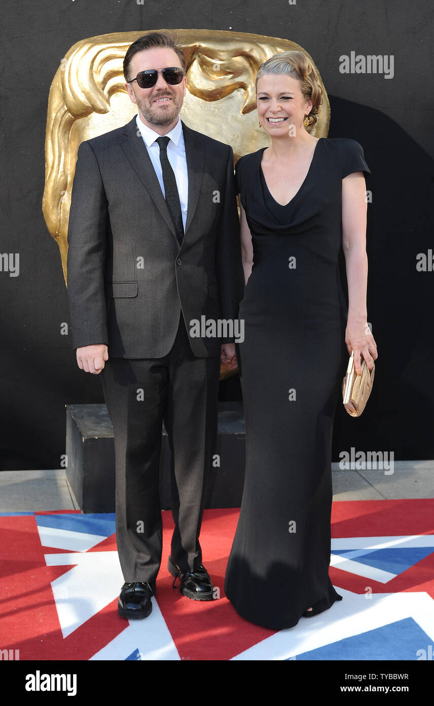 English comedian and actor Ricky Gervais and his girlfriend Jane Fallon