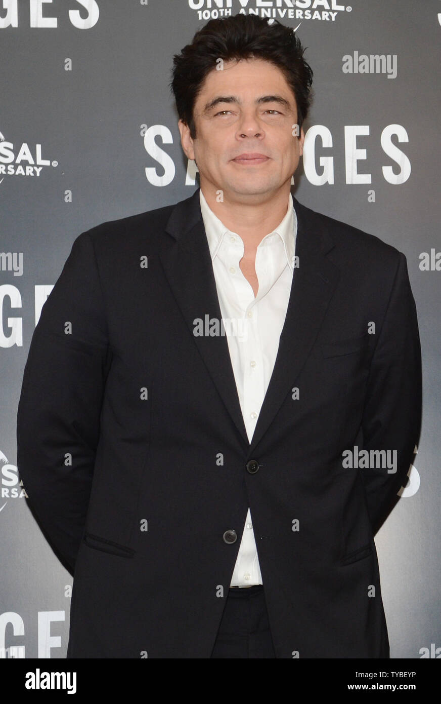 American actor Benicio Del Toro attends a photo call for 'Savages' at Mandarin Oriental Hotel in London on September 19, 2012.     UPI/Rune Hellestad Stock Photo