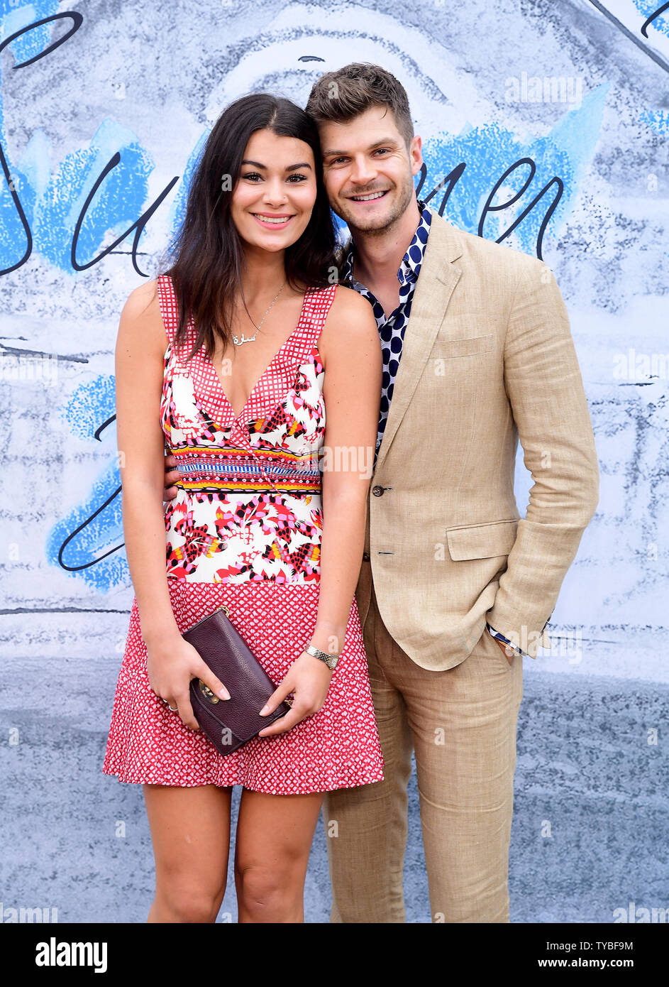 Jim Chapman and Sarah Tarleton attending the Summer Party 2019 presented by Serpentine Galleries & Chanel at the Serpentine Galleries, Kensington Gardens, London. PRESS ASSOCIATION Photo. Picture date: Tuesday June 25, 2019. See PA story SHOWBIZ Serpentine. Photo credit should read: Ian West/PA Wire. Editorial use Only Stock Photo