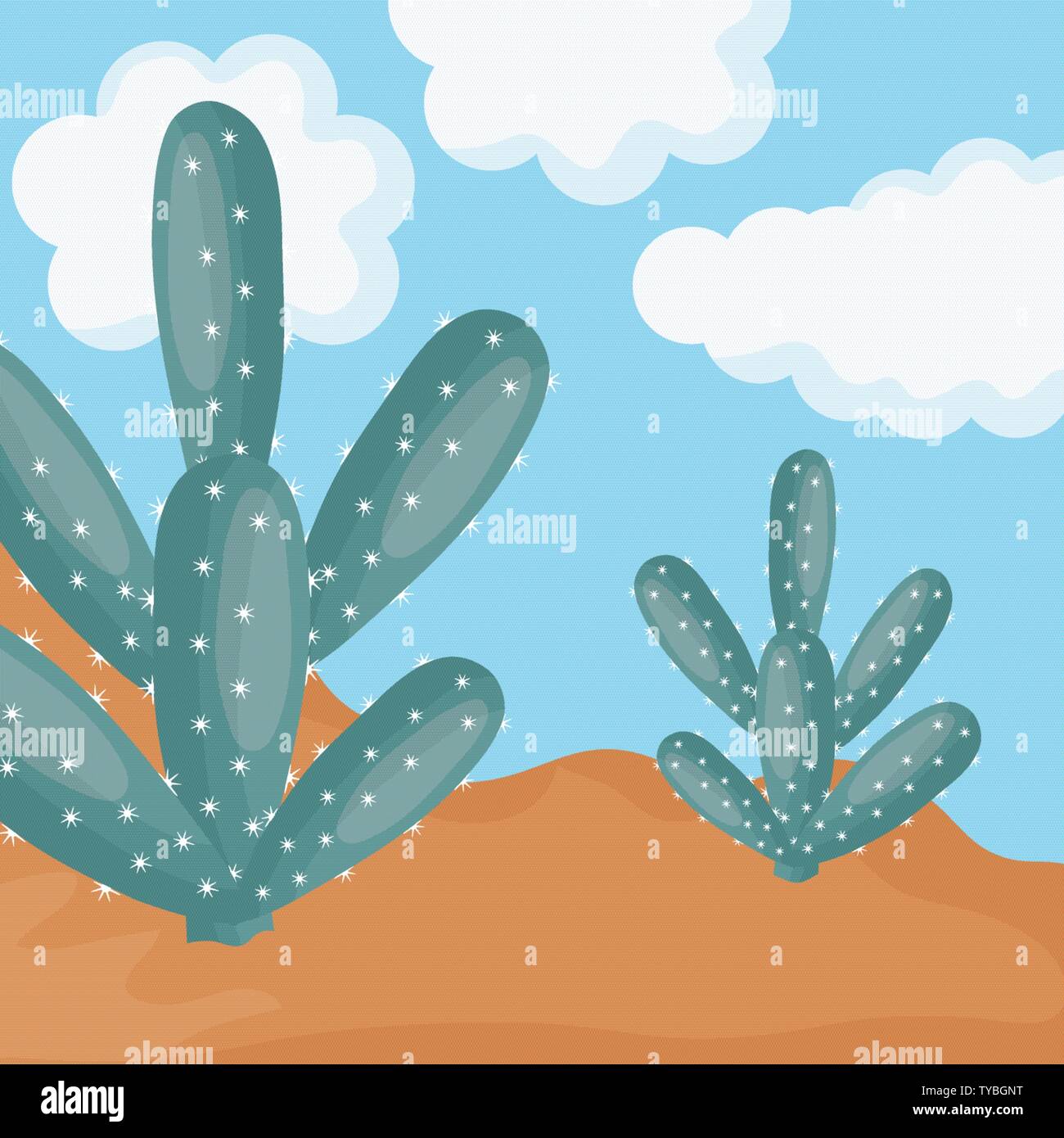 exotic cactus plants in the desert vector illustration design Stock ...