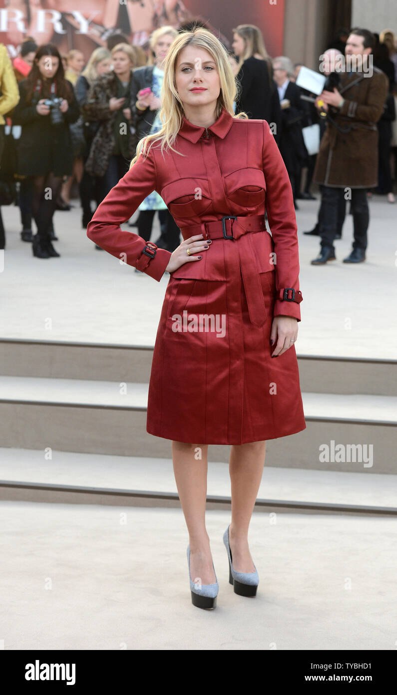 French actress Melanie Laurent attends the Burberry Prorsum Womenswear catwalk show in London on February 18, 2013.     UPI/Paul Treadway Stock Photo