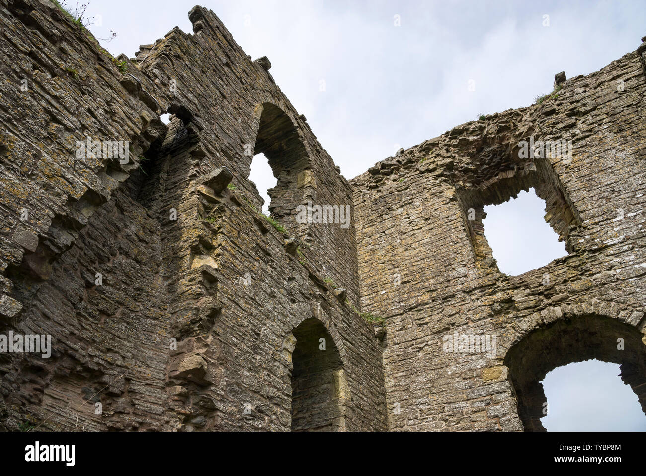 Ruins of Clun castle in the Shropshire hills, England. An 11th century castle with later 13th century keep. Stock Photo