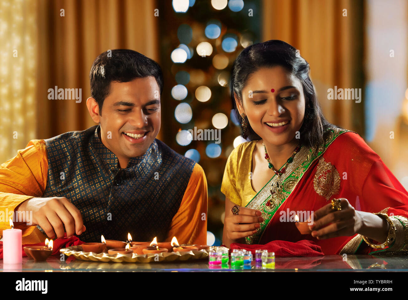 Indian married couple diwali festival hi-res stock photography and ...