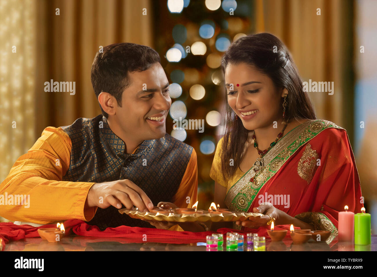 Indian married couple diwali festival hi-res stock photography and ...