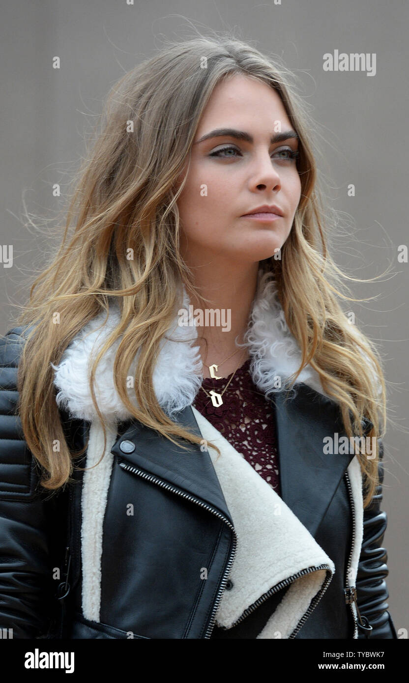 English model Cara Delevingne attends the Burberry Prorsum A/W15 Catwalk  Show in London on February 23, 2015. Photo by Paul Treadway/UPI Stock Photo  - Alamy