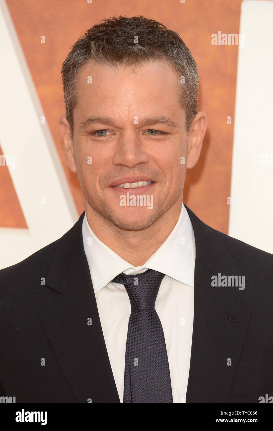 American actor Matt Damon attends the premiere of "The Martian" at Odeon in London on September 24, 2015. Photo by Rune Hellestad/ UPI Stock Photo
