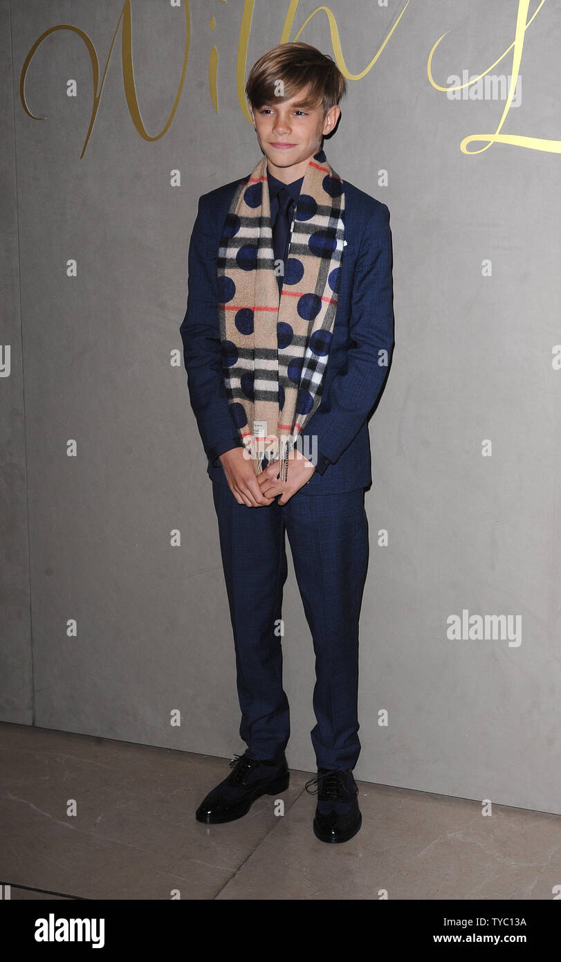 English child model Romeo Beckham attends the Burberry Festive Film  Premiere at Burberry Regent Street in London on November 3, 2015. Photo by  Paul Treadway/ UPI Stock Photo - Alamy
