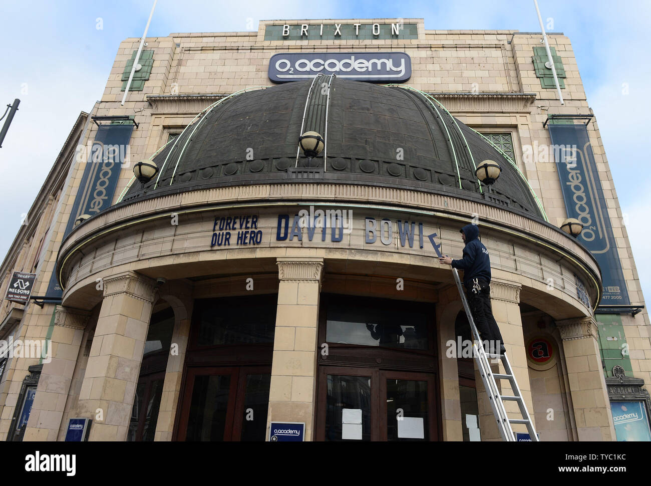 Tribute to British singer David Bowie at Brixton Academy in London on January 12, 2016.     UPI/ Rune Hellestad Stock Photo
