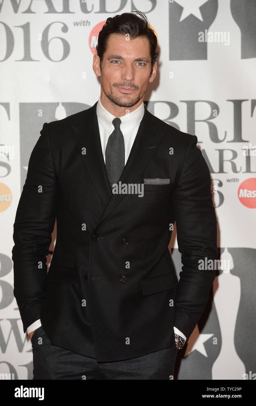 British actor Luke Evans attends the Brit Awards at O2 Arena in London ...