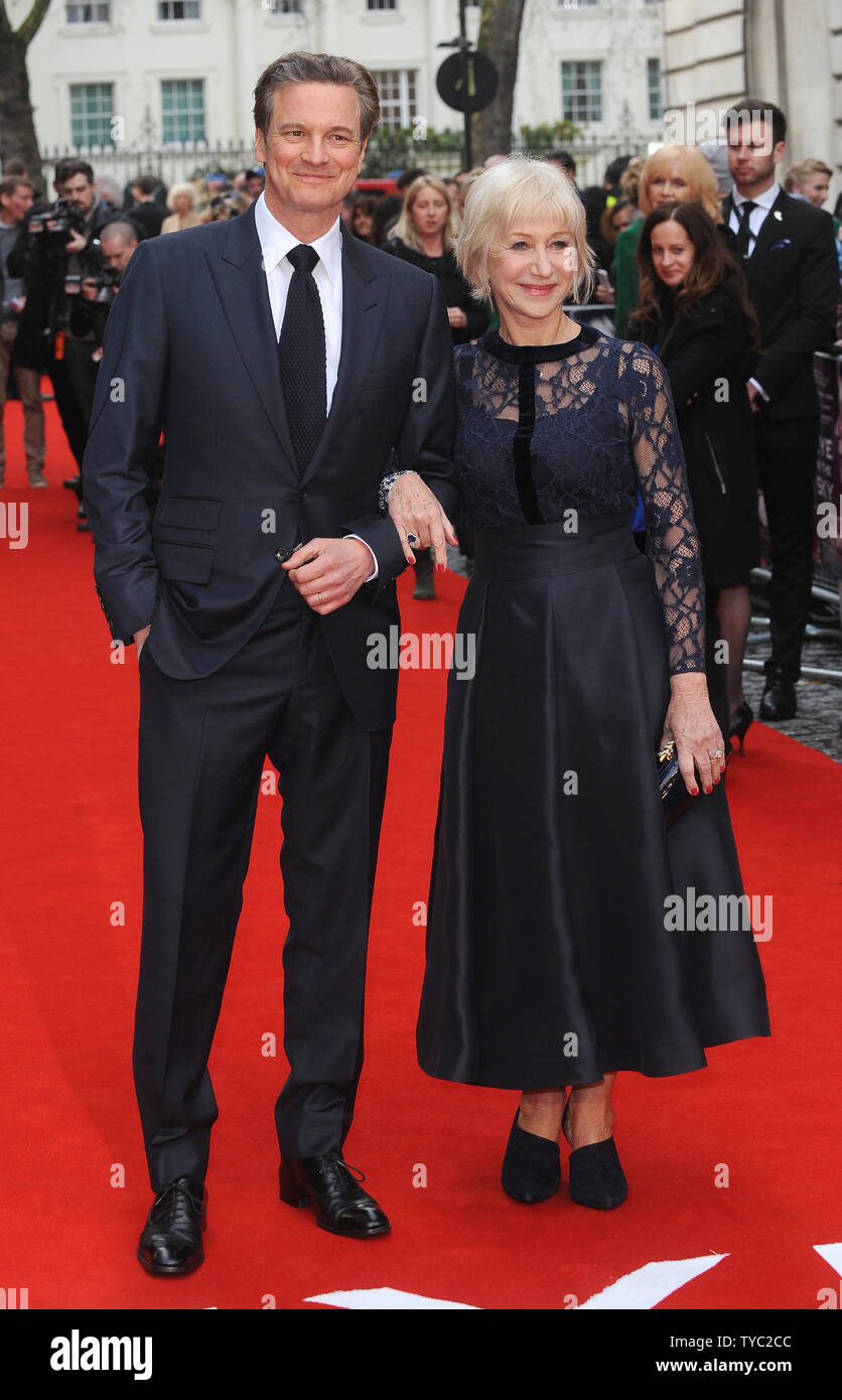 English actor Colin Firth and English actress Helen Mirren attend the ...